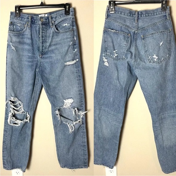 Agolde Denim - Agolde Women's Jeans Size 25 90's Jeans Distressed Destroyed Button Fly Hi Rise